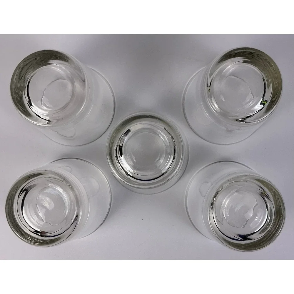 Set of 5 Clear Glass‎ Tumblers Heavy Base Drinking Glasses